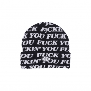 cappello uomo fuckin fuck knit beanie BLACK