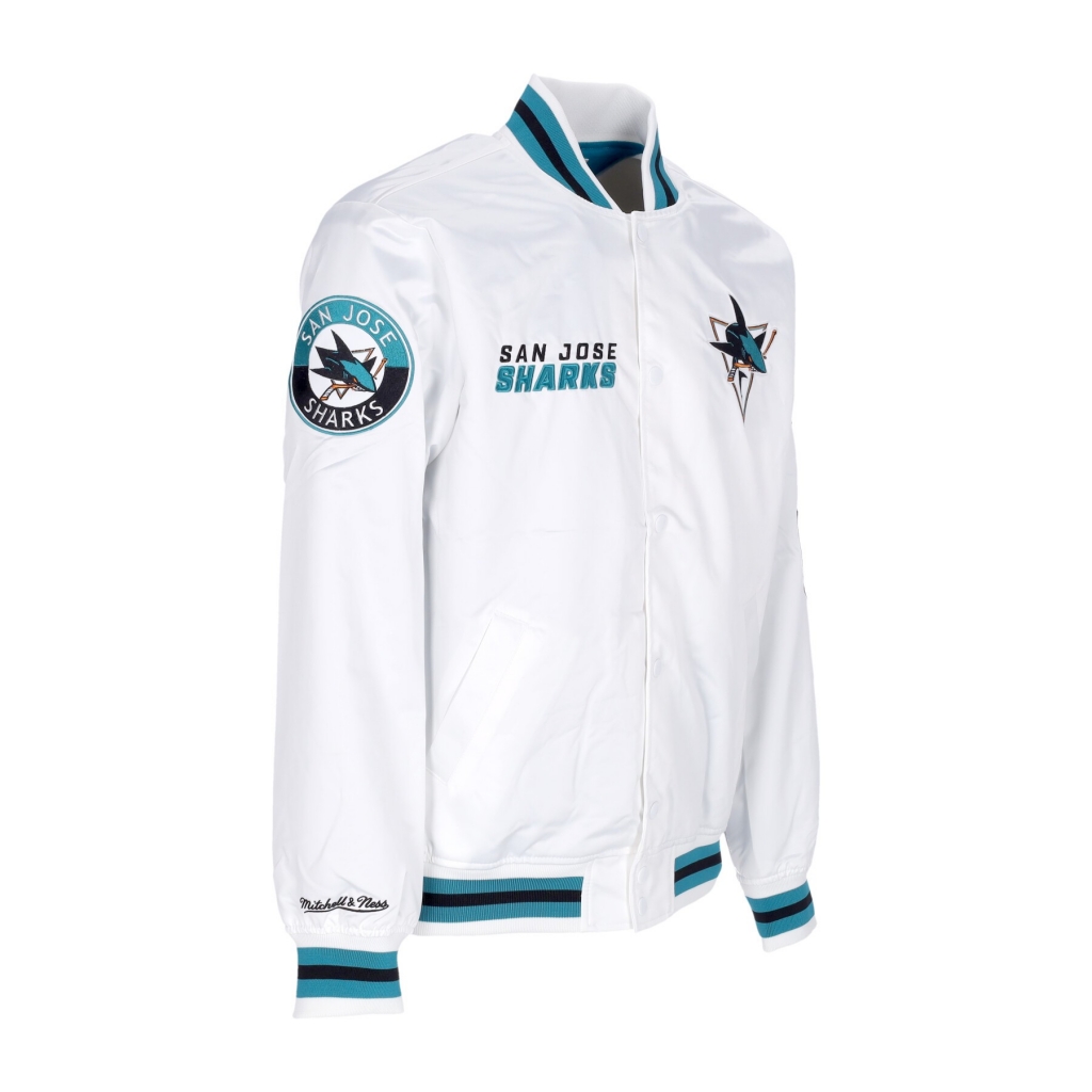 giubbotto bomber uomo nhl hometown lw satin jacket sajsha WHITE