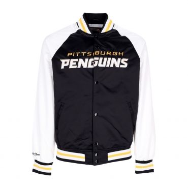 giubbotto bomber uomo nhl primetime lw satin jacket pitpen BLACK