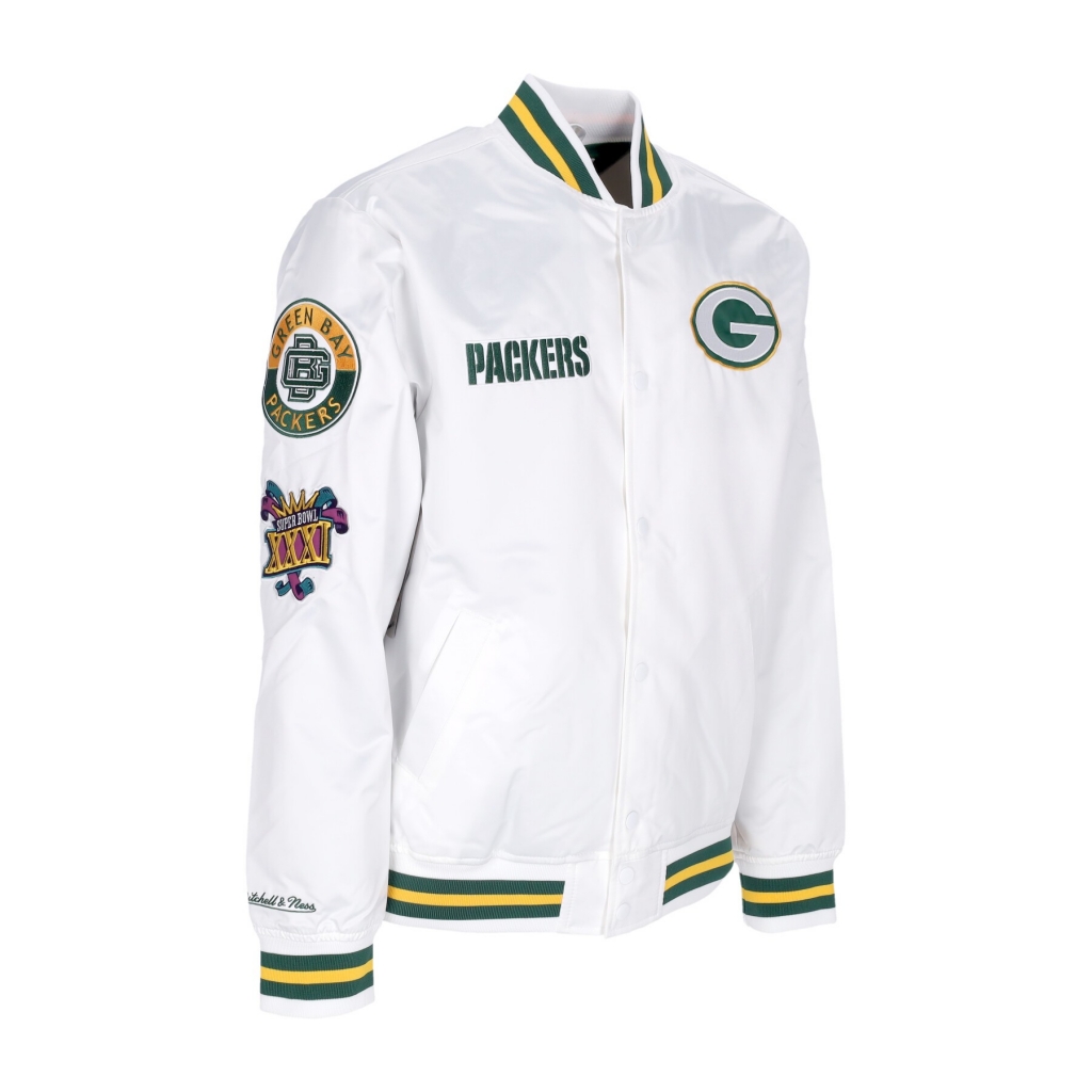 giubbotto bomber uomo nfl hometown lw satin jacket grepac WHITE