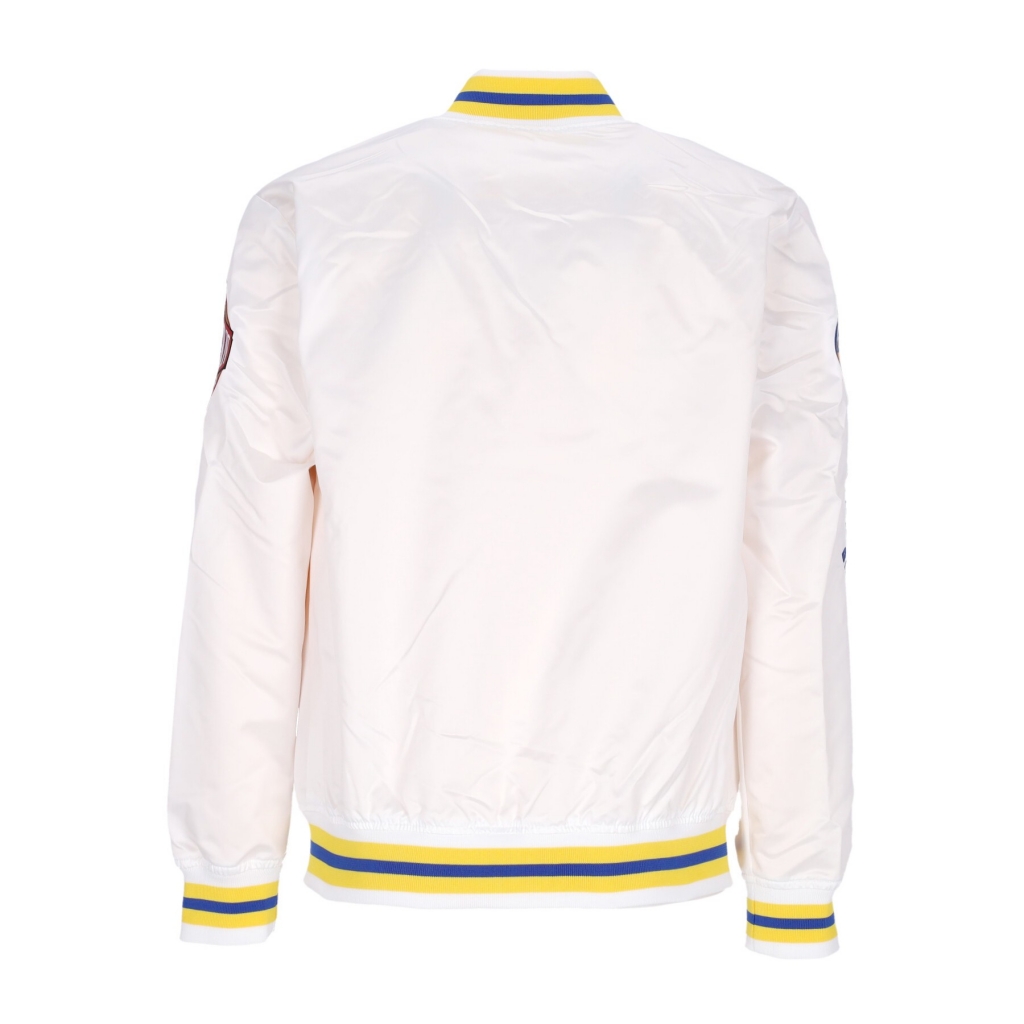 giubbotto bomber uomo nba hometown lw satin jacket hardwood classics golwar WHITE