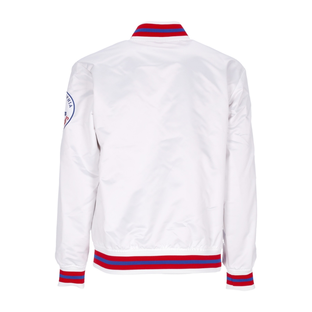 giubbotto bomber uomo nba hometown lw satin jacket hardwood classics phi76e WHITE