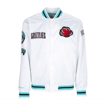 giubbotto bomber uomo nba hometown lw satin jacket hardwood classics vangri WHITE