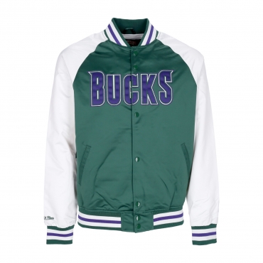 giubbotto bomber uomo nba primetime lw satin jacket hardwood classics milbuc DARK GREEN