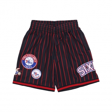 pantaloncino basket uomo nba hometown mesh short hardwood classics phi76e BLACK/RED