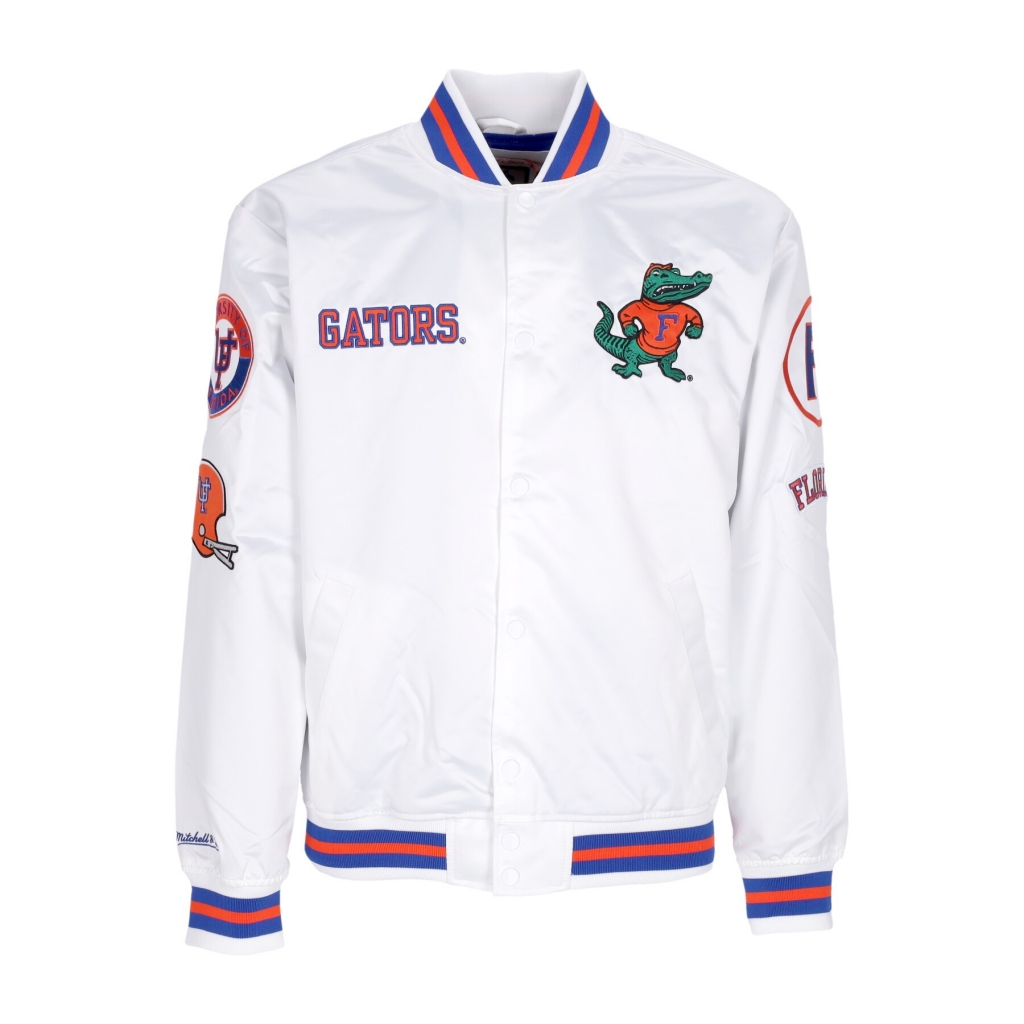 giubbotto bomber uomo ncaa hometown lw satin jacket flogat WHITE