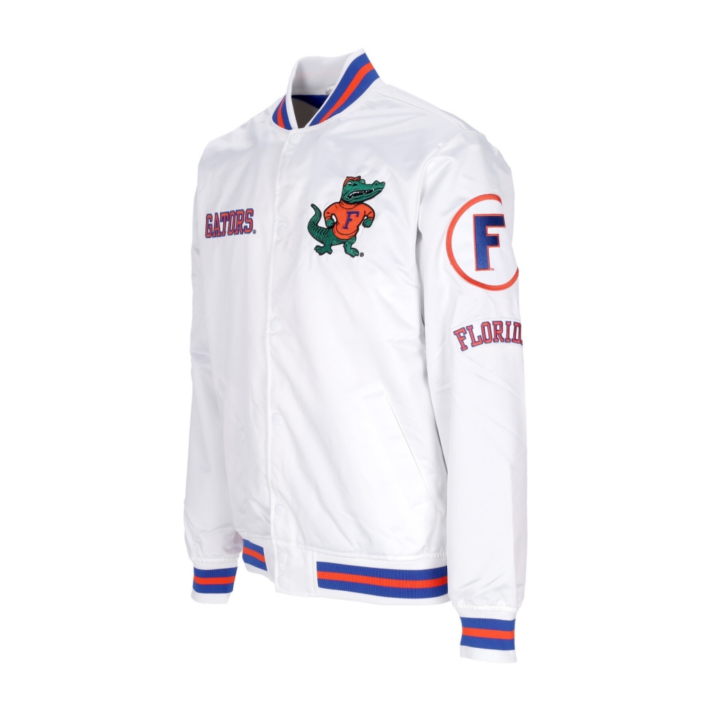 giubbotto bomber uomo ncaa hometown lw satin jacket flogat WHITE