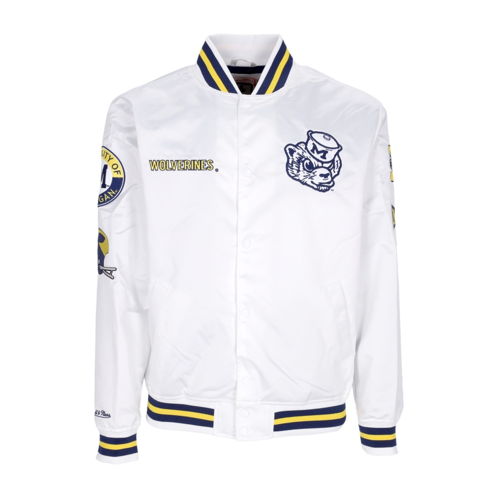 giubbotto bomber uomo ncaa hometown lw satin jacket micwol WHITE