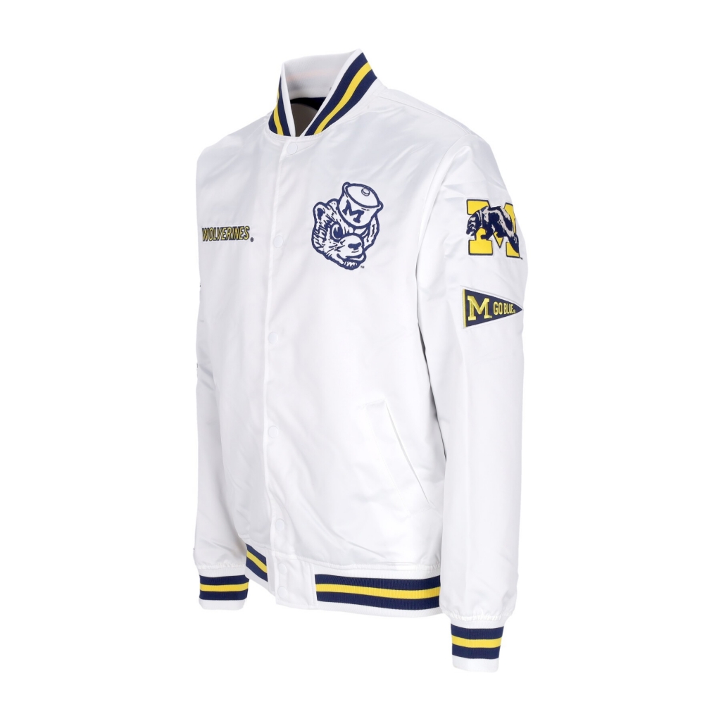 giubbotto bomber uomo ncaa hometown lw satin jacket micwol WHITE