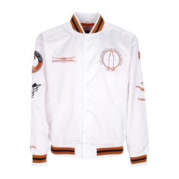 giubbotto bomber uomo ncaa hometown lw satin jacket texlon WHITE