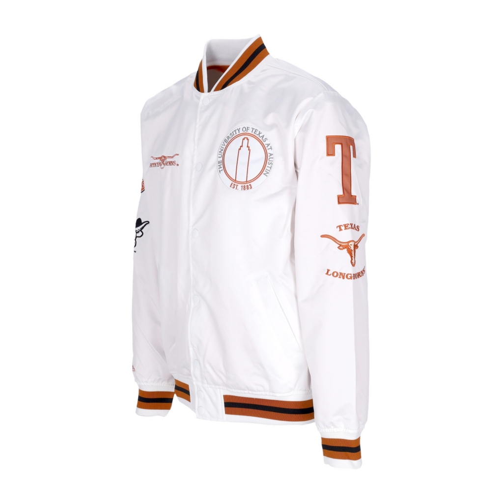 giubbotto bomber uomo ncaa hometown lw satin jacket texlon WHITE