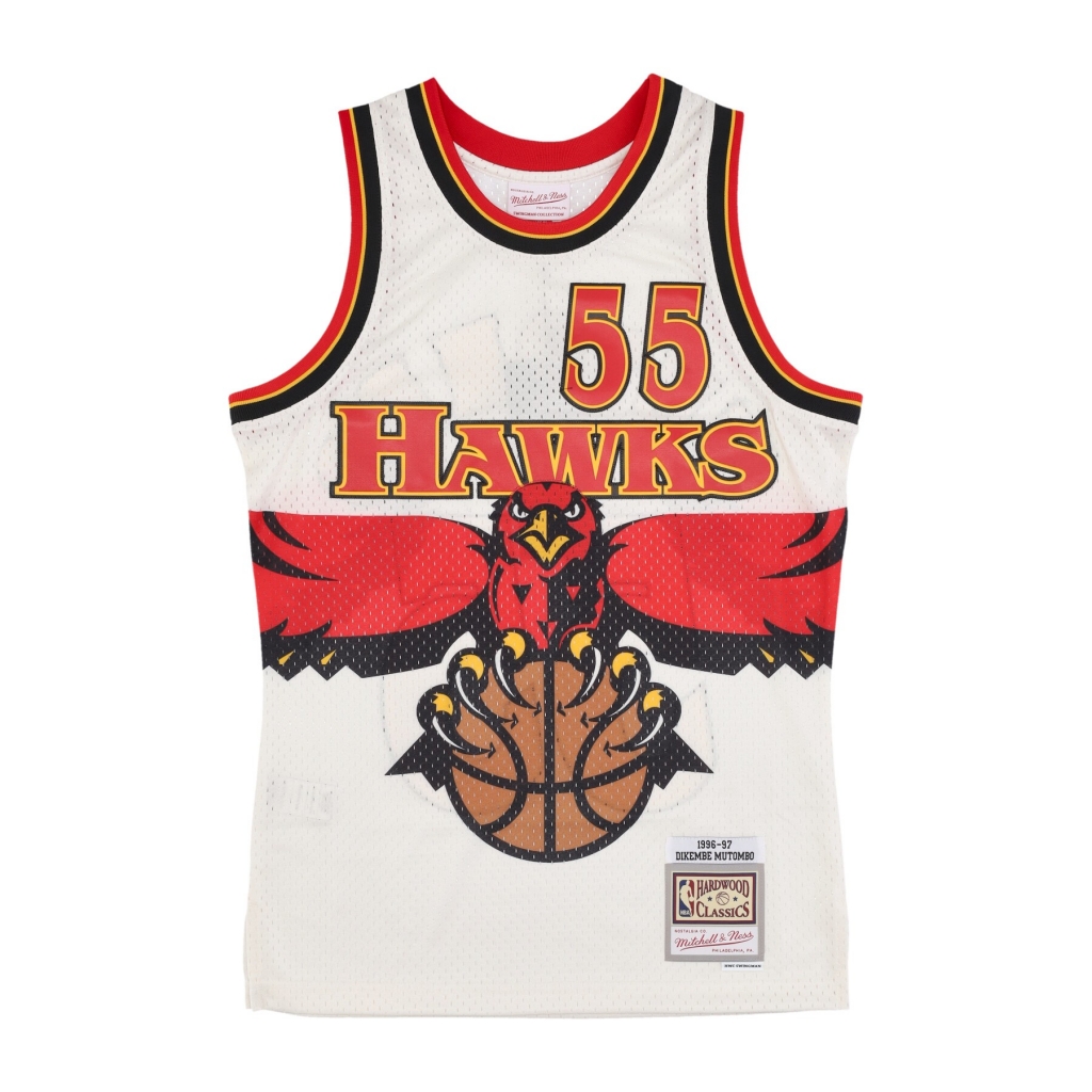 canotta basket uomo nba off white team color swingman jersey hardwood classics 1996 no 55 dikembe mutombo atlhaw