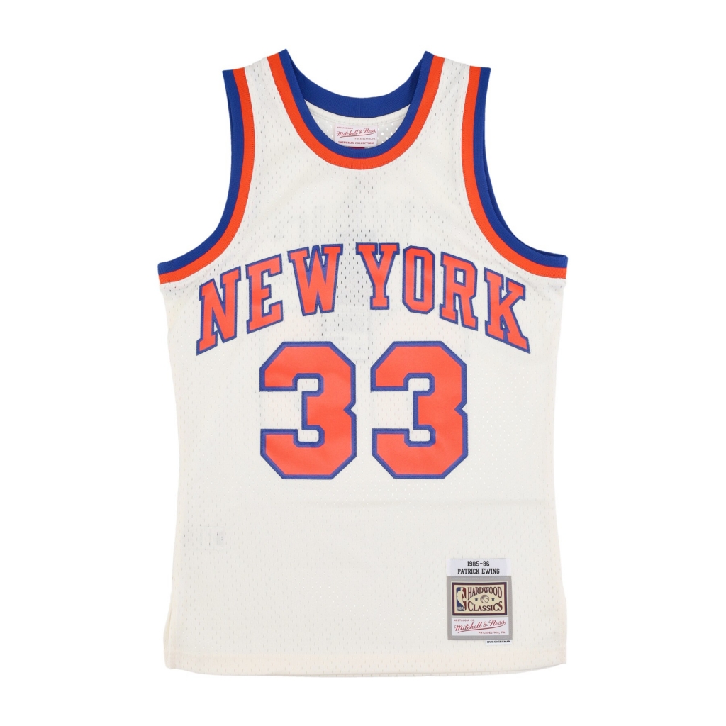 canotta basket uomo nba off white team color swingman jersey hardwood classics 1985 no 33 patrick ewing neykni