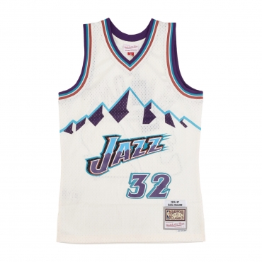 canotta basket uomo nba off white team color swingman jersey hardwood classics 1996 no 32 karl malone utajaz