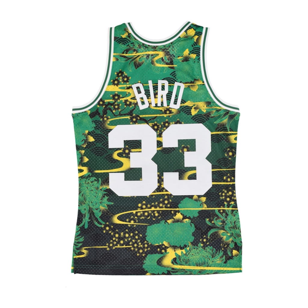 canotta basket uomo nba ah swingman jersey 50 hardwood classics 1985 no 33 larry bird boscel GREEN/BLACK