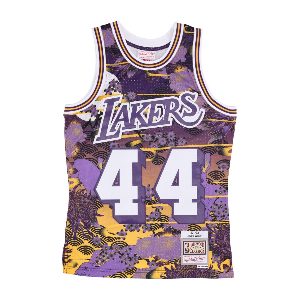 canotta basket uomo nba ah swingman jersey 50 hardwood classics 1971 no 44 jerry west loslak PURPLE/YELLOW