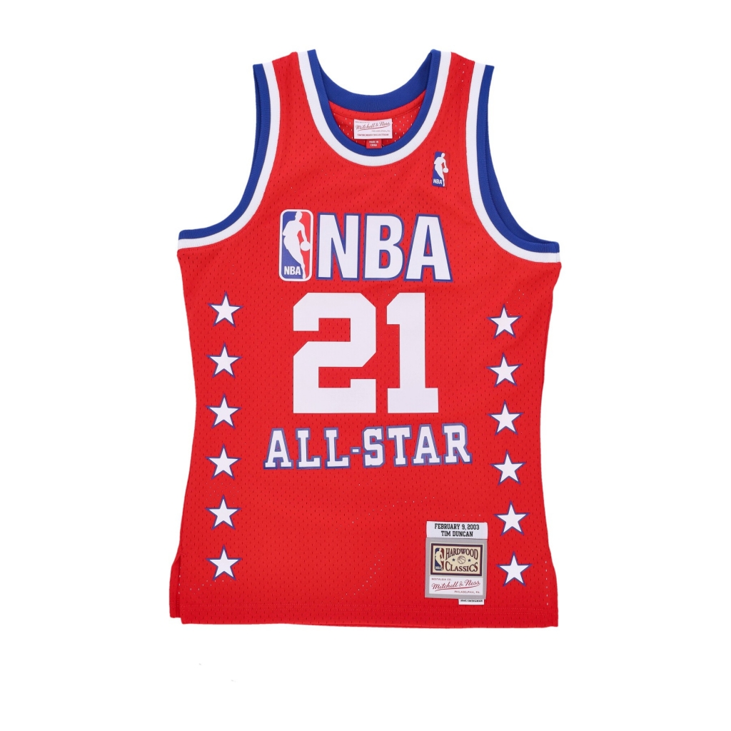 canotta basket uomo nba swingman jersey no 21 tim duncan team west RED