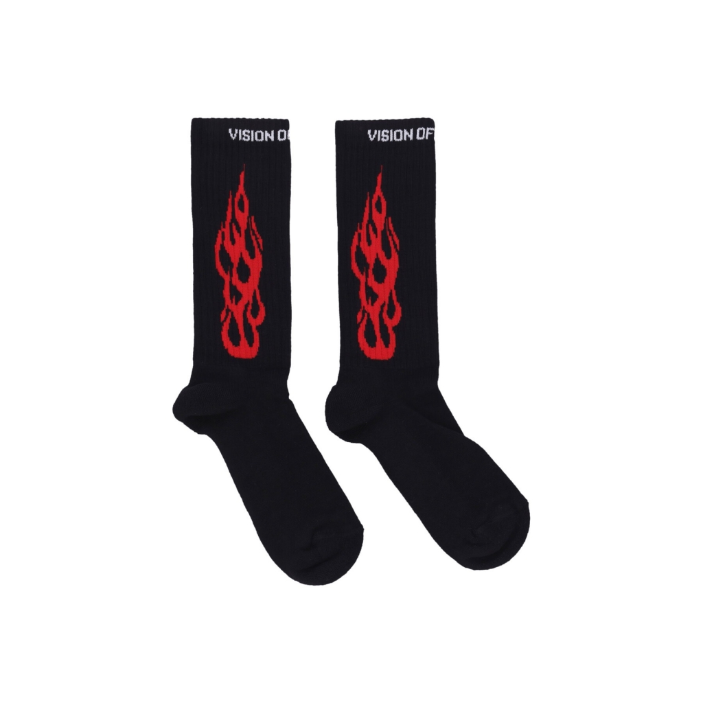 calza media uomo tribal flames socks BLACK/RED