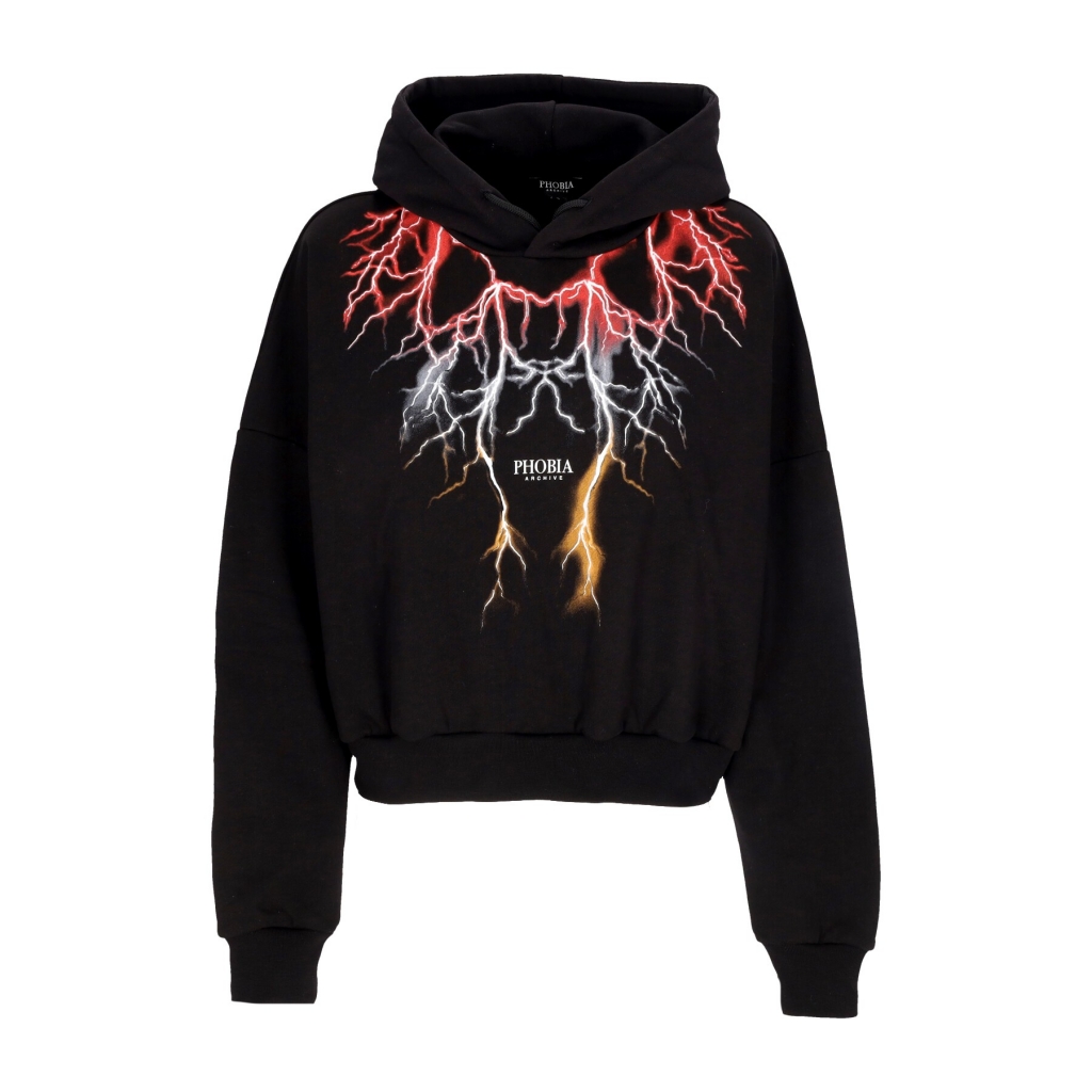 felpa leggera cappuccio donna lightning crop hoodie BLACK/RED/GREY/ORANGE