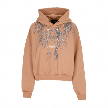 felpa leggera cappuccio corta donna lightning crop hoodie TERRACOTTA/GREY