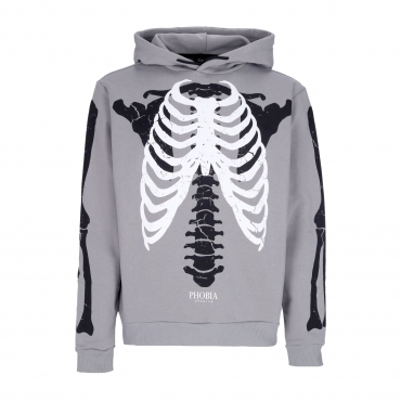 felpa leggera cappuccio uomo skeleton print hoodie GREY/WHITE