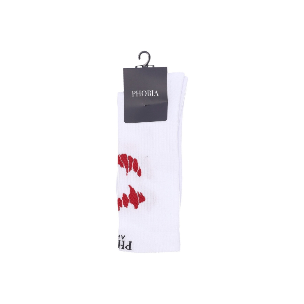 calza media uomo mouth socks WHITE/RED