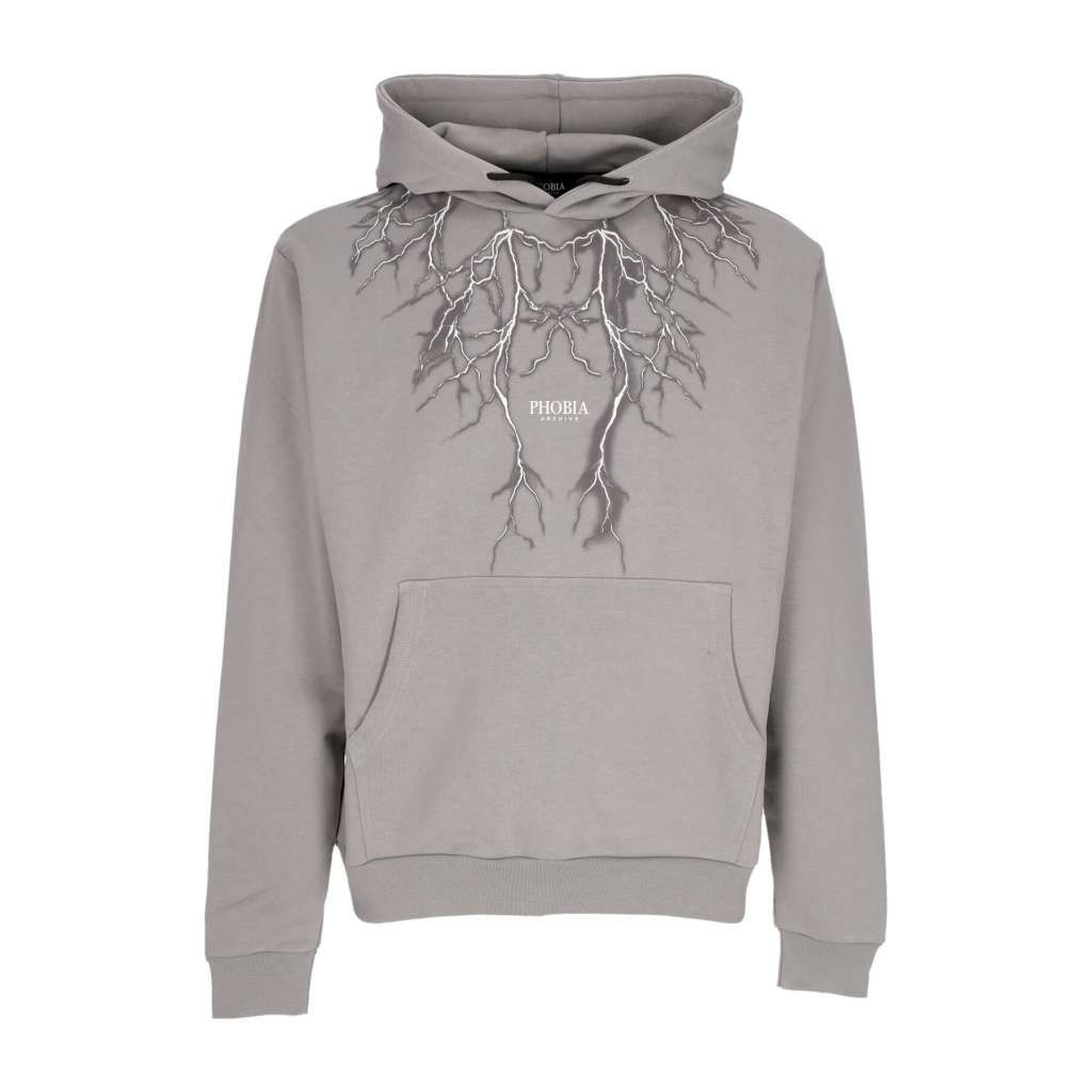 felpa leggera cappuccio uomo lightning print hoodie GREY/GREY