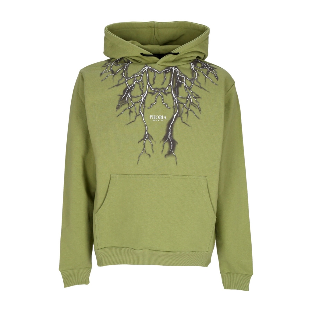 felpa leggera cappuccio uomo lightning print hoodie GREEN/GREY