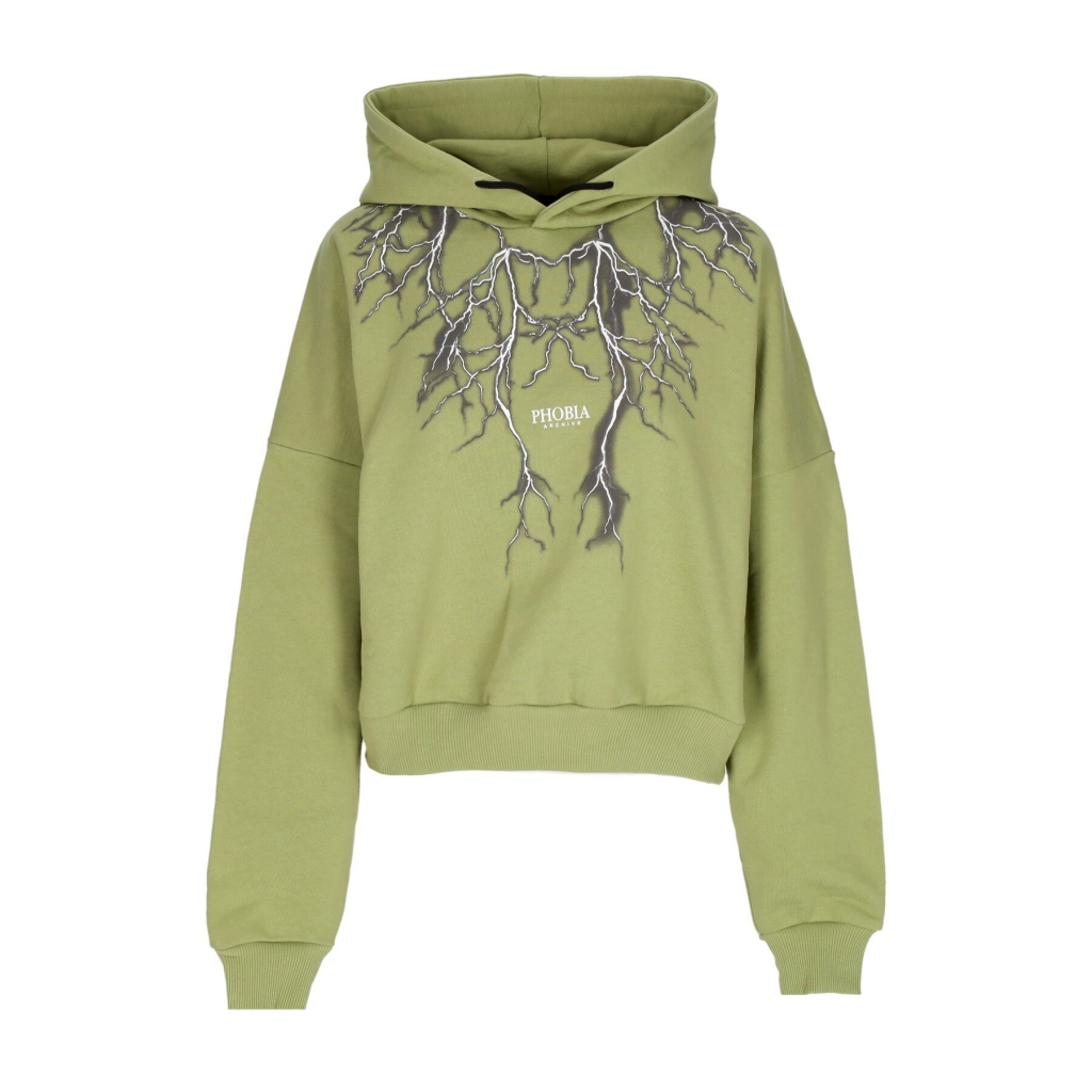 felpa leggera cappuccio corta donna lightning crop hoodie GREEN/GREY