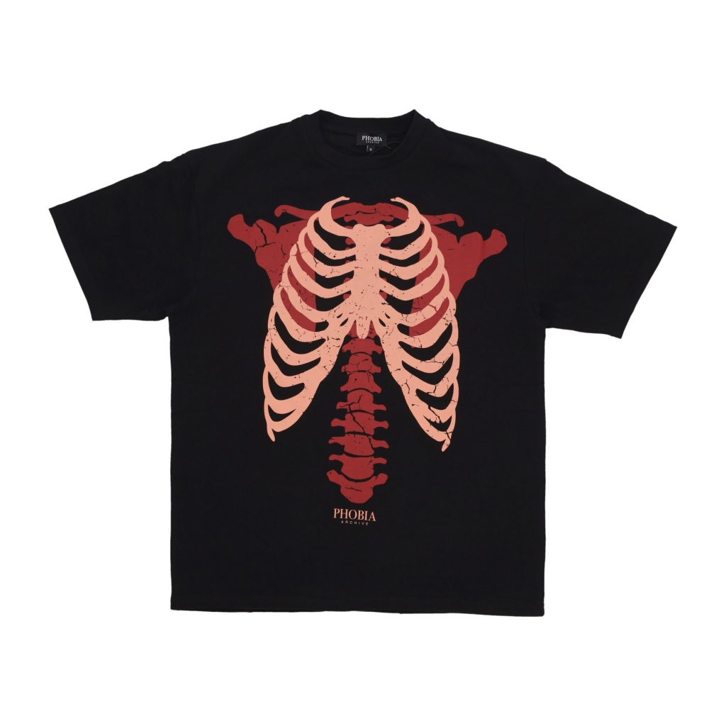 maglietta uomo skeleton print tee BLACK/RED