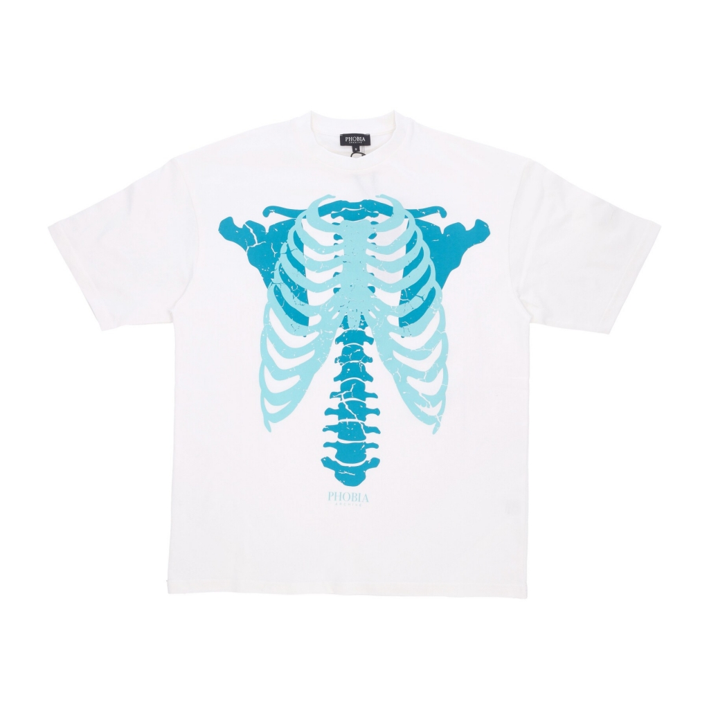 maglietta uomo skeleton print tee OFF WHITE/LIGHT BLUE