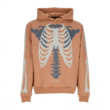 felpa leggera cappuccio uomo skeleton print hoodie TERRACOTTA/GREY