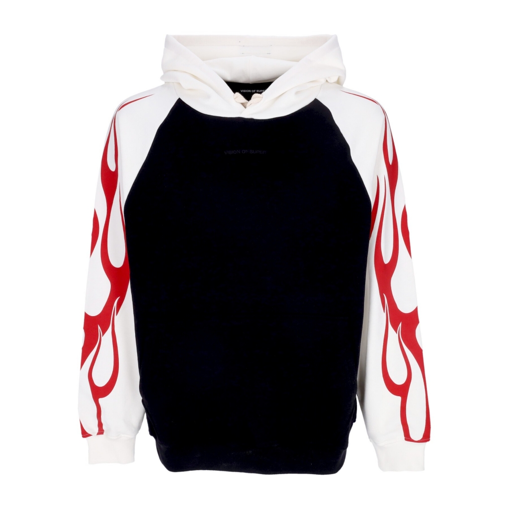 felpa leggera cappuccio uomo flames hoodie OFF WHITE/BLACK/RED