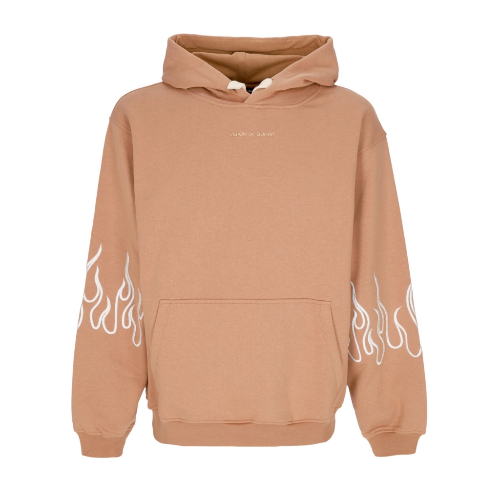 felpa leggera cappuccio uomo embroidery flame hoodie TERRACOTTA