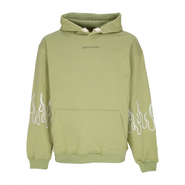 felpa leggera cappuccio uomo embroidery flame hoodie GREEN