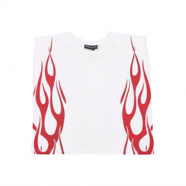 canotta donna flames s/l tee OFF WHITE/RED