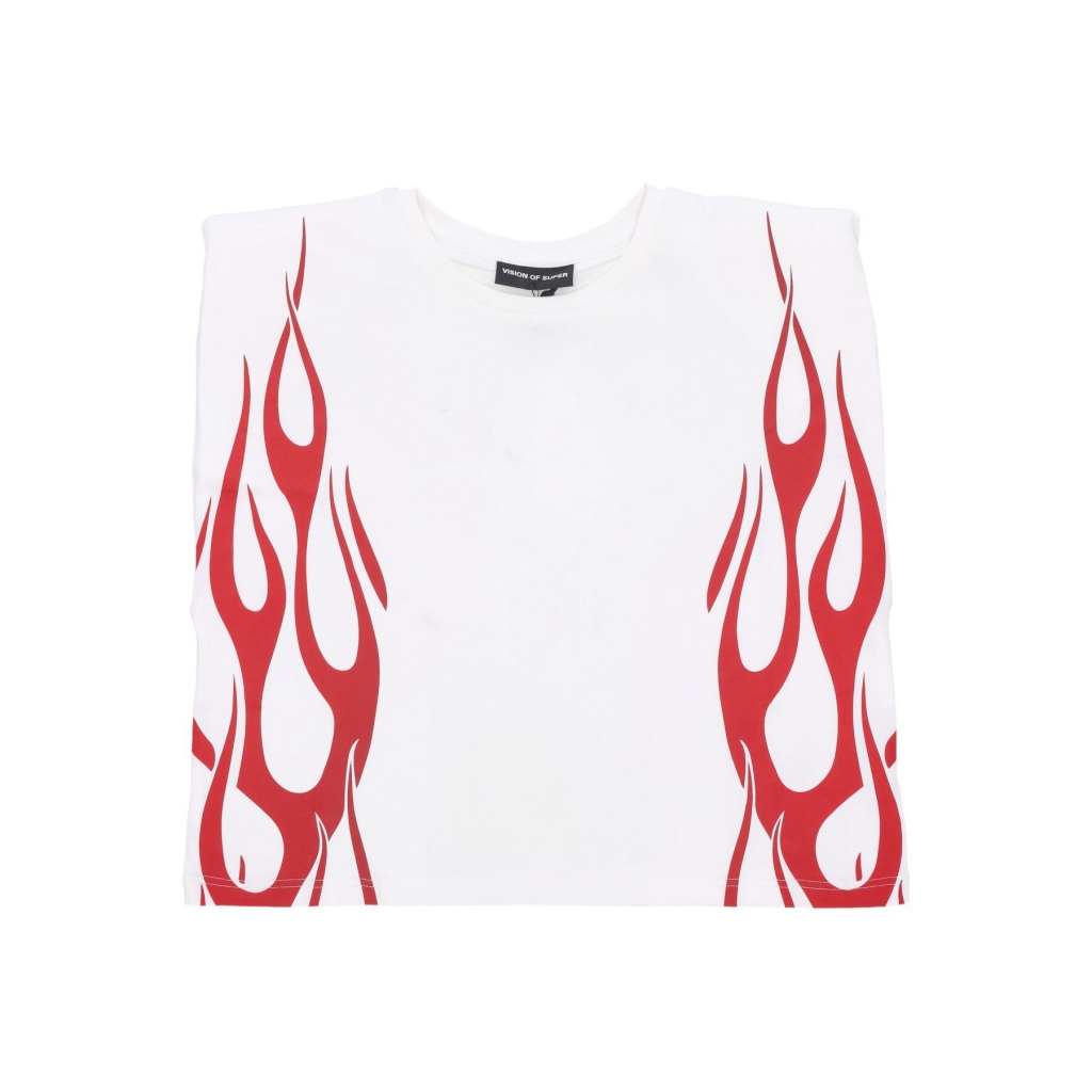 canotta donna flames s/l tee OFF WHITE/RED