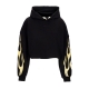 felpa leggera cappuccio donna flames crop hoodie BLACK/OFF WHITE