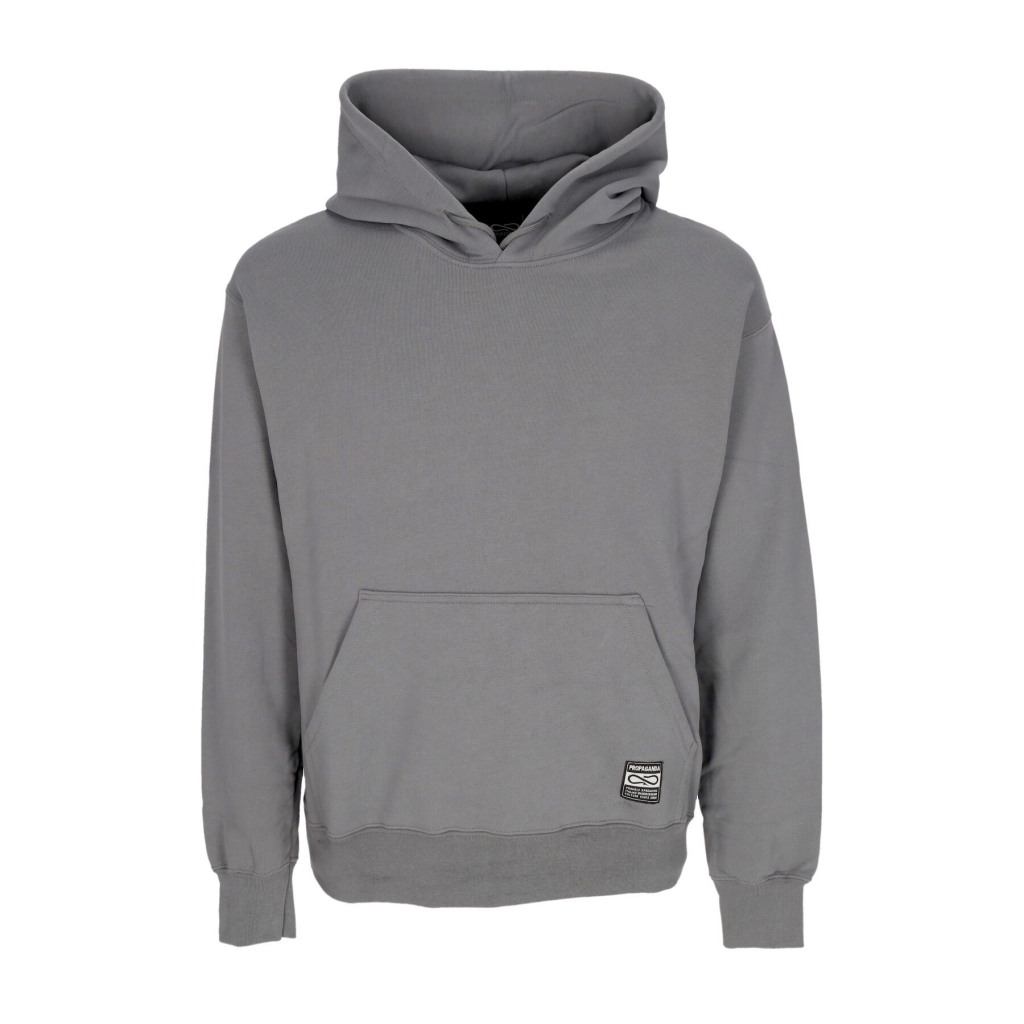 felpa leggera cappuccio uomo label hoodie GREY