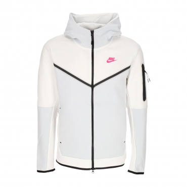 felpa leggera cappuccio zip uomo sportswear tech fleece full-zip hoodie SUMMIT WHITE/PURE PLATINUM/HYPER PINK