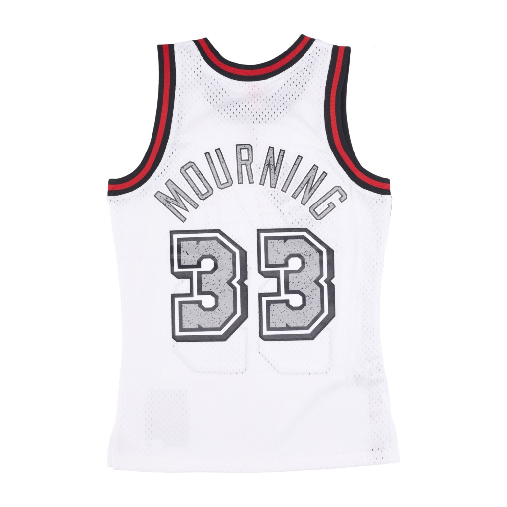 canotta basket uomo nba cracked cement swingman jersey hardwood classics no 33 alonzo mourning miahea WHITE