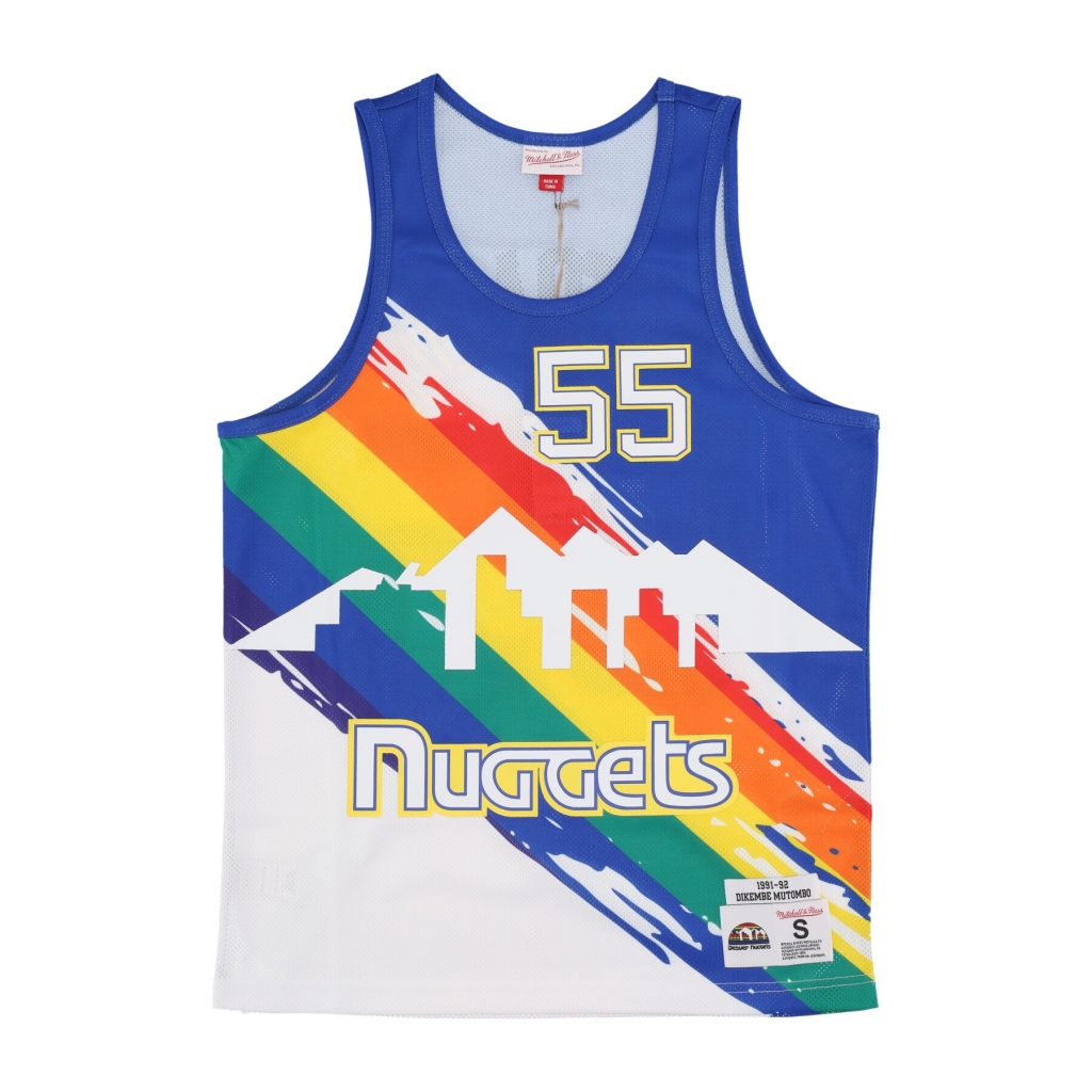 canotta basket uomo nba paint brush mesh tank no 55 dikembe mutombo dennug MULTI/WHITE