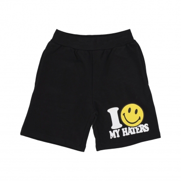 pantalone corto tuta felpato uomo smiley haters sweatshorts BLACK