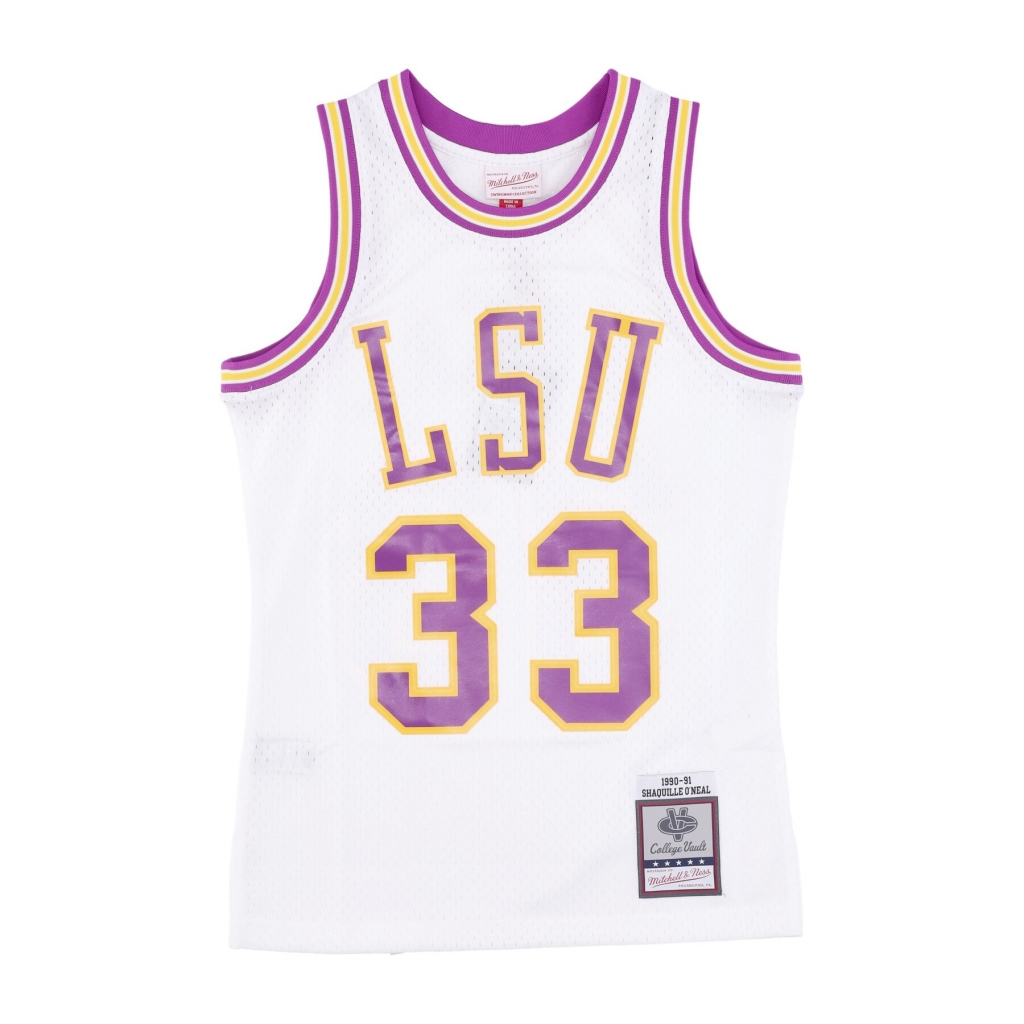 canotta basket uomo ncaa white jersey 1990 no 33 shaquille oneal loutig