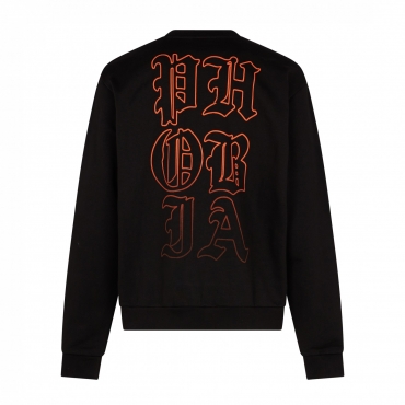 felpa leggera girocollo uomo mouth print crewneck BLACK/ORANGE