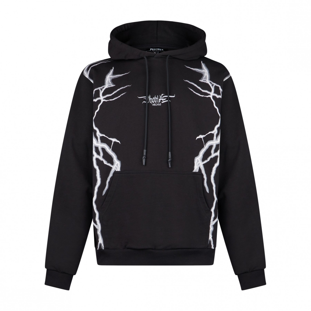 felpa leggera cappuccio uomo new lightning hoodie BLACK/GREY