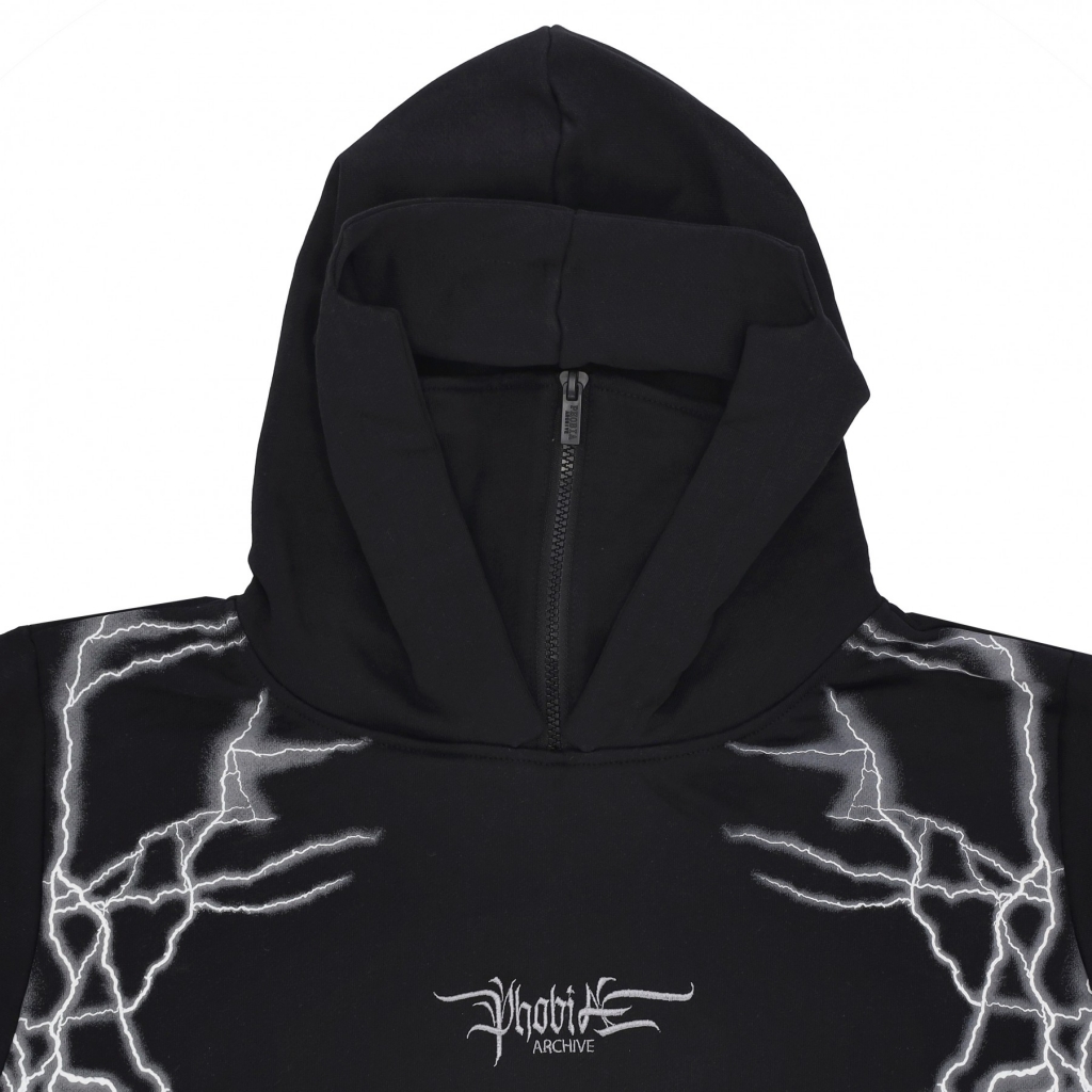 felpa leggera cappuccio uomo new lightning balaclava hoodie BLACK/GREY