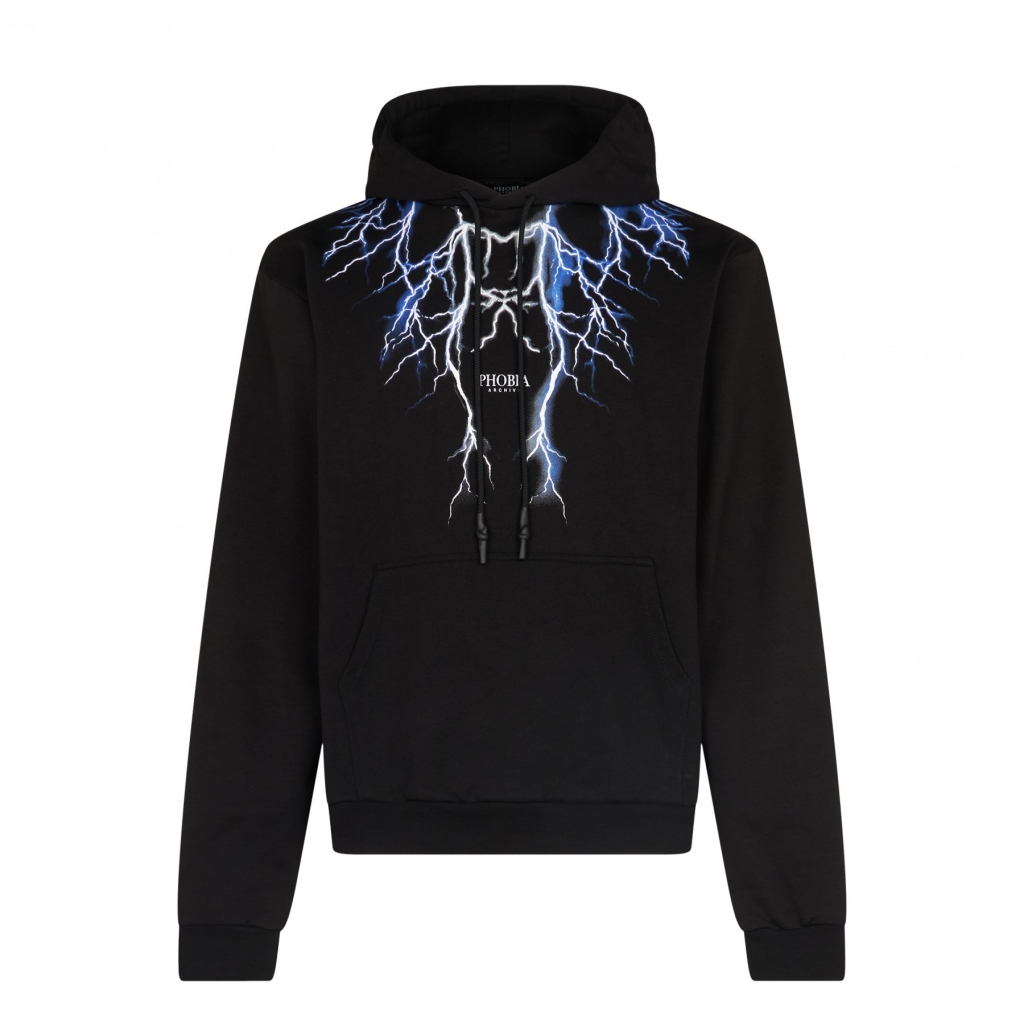 felpa leggera cappuccio uomo lightning hoodie BLACK/BLUE/GREY