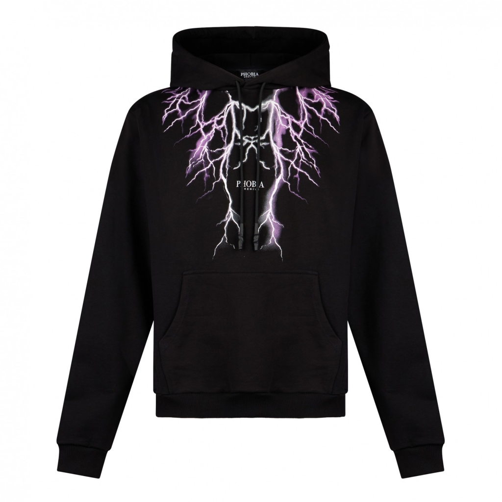 felpa leggera cappuccio uomo lightning hoodie BLACK/PURPLE/GREY