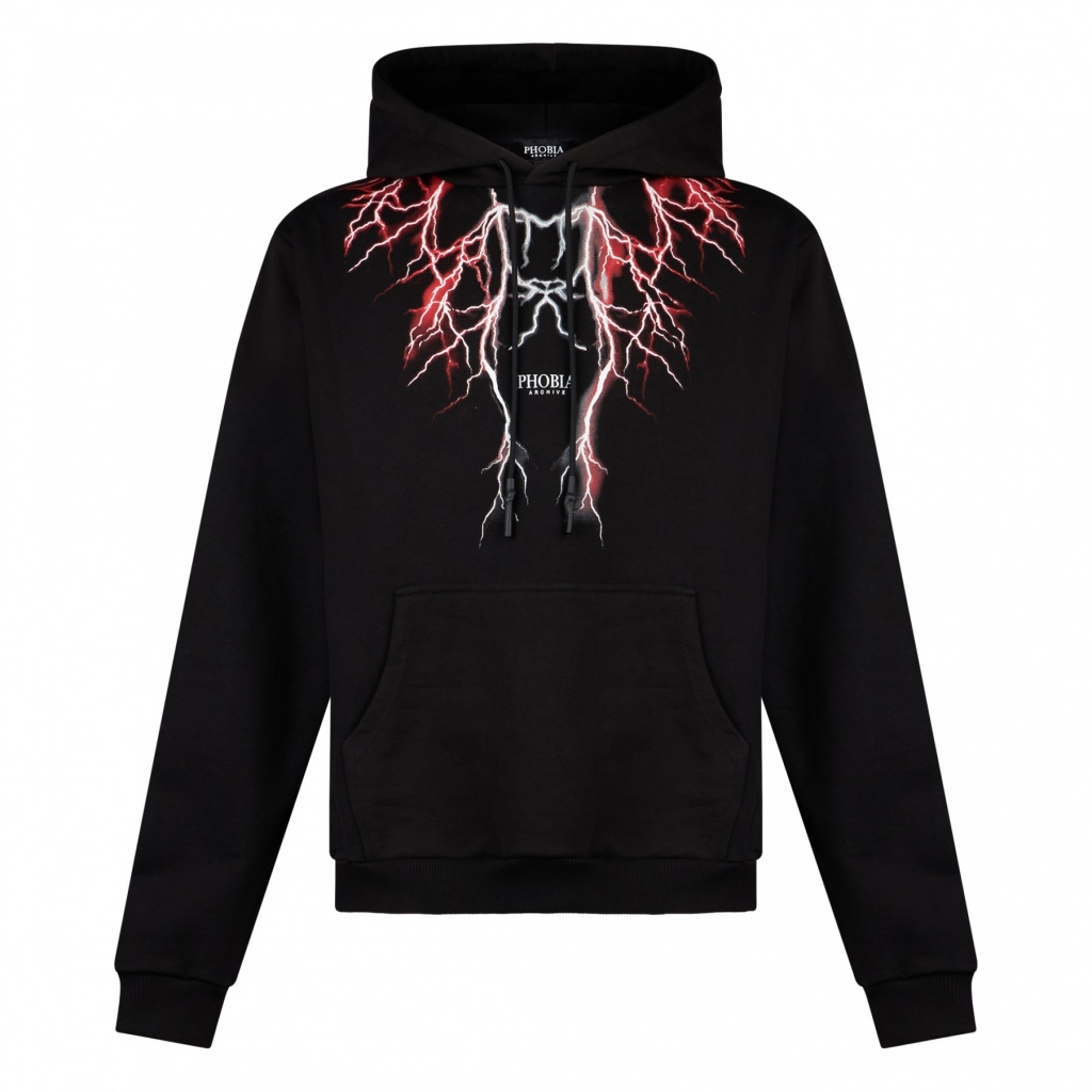 felpa leggera cappuccio uomo lightning hoodie BLACK/RED/GREY